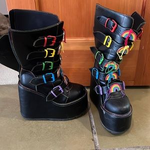 Moon Punk Rainbow Platform Buckle Boots!
